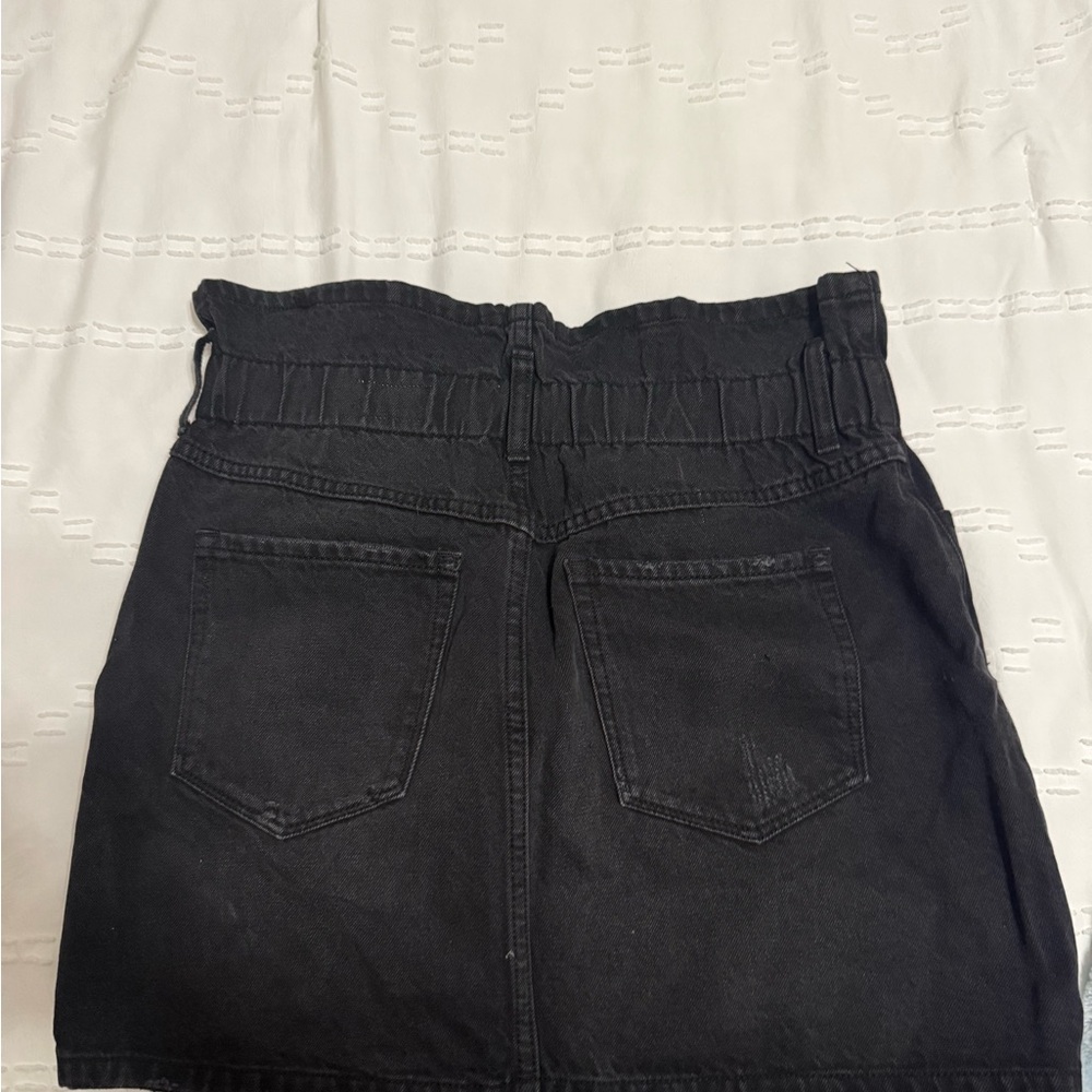 Buckle Black Denim Mini Skirt